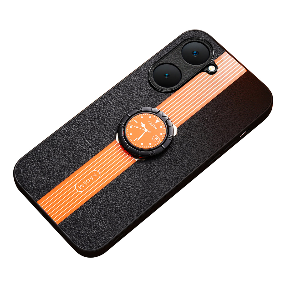 KADEM For vivo Y03 Case Ring Kickstand Leather Coated Acrylic+TPU Electroplating Phone Cover KADEM For vivo Y03 Case Ring Kickstand Leather Coated Acrylic+TPU Electroplating Phone Cover